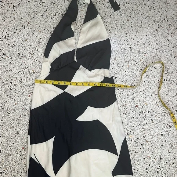 Bardot Citron black ivory halter midi dress back zip satin 4 s small - Picture 8 of 11